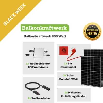 Balkonkraftwerk 800 Watt WLAN mit Halterung Komplettanlage Steckdosenanlage